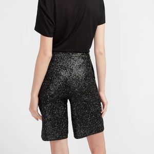 Express High Rise Black Sparkle Tinsel Bermuda Shorts Size 4